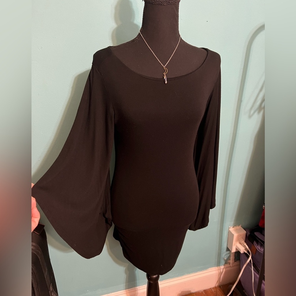 #117 Big Sleeve little black dress